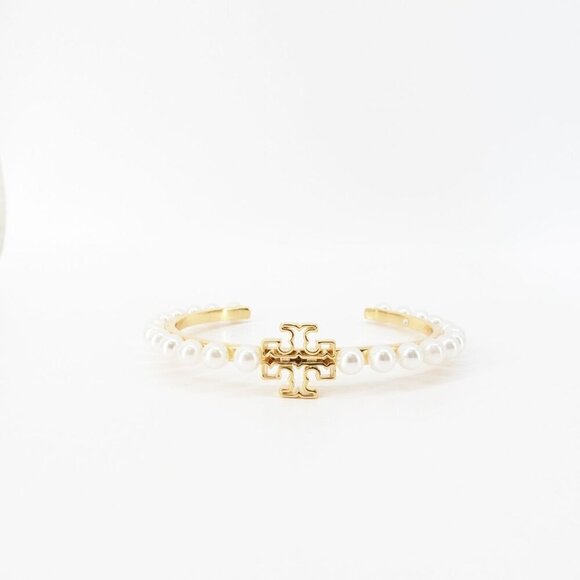 Tory Burch Logo Pearl Cuff Bangle Ivory OS - Picture 1 of 14